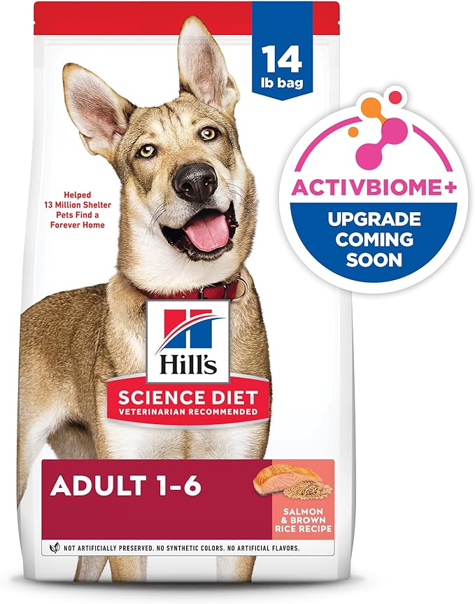 Hill's Science Diet Adult 1-6, Adult 1-6 Premium Nutrition, Dry Dog Food, Salmon & Brown Rice, 14 lb Bag