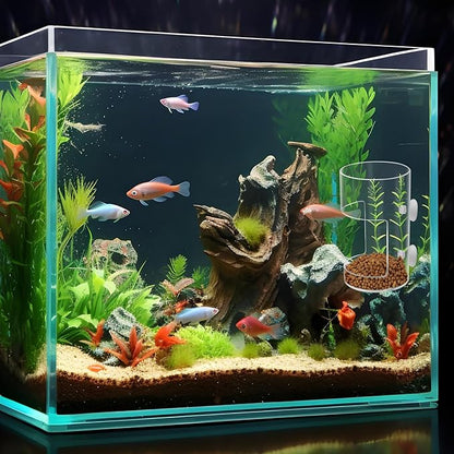 2Pcs Aquarium Fish Feeder Feeding Tray with Suction Cup, Feeding Tube Tank Divider Aquarium Breeder Box Fish Bowls Accessories Round for Turtle Shrimp Supplies Round