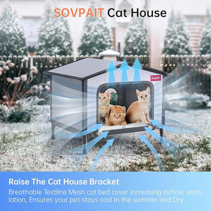 SOVPAI Outdoor cat House, Waterproof cat House for Stray Pets, Suitable for Outdoor/Indoor Cats, Easy to Assemble and Clean, Suitable for Multiple Pets and Large Cats (Red, L 24 * 19 * 17)