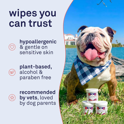 Petpost Wrinkle Wipes for Dogs | 100 Count Dog Face & Wrinkle Cleaner | Gentle Pet Wipes with Coconut Oil for Bulldogs, Pugs & Wrinkly Breeds | Dog Cleaning & Deodorizing Wipes