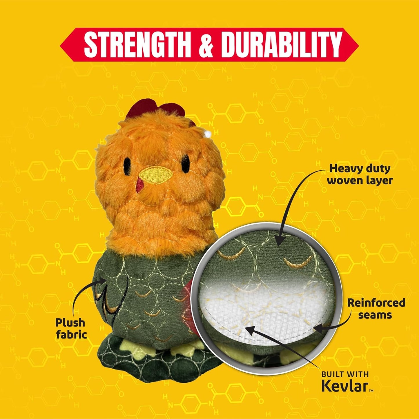 Bite Force -Durable & Strong Dog Toy Rooster with Squeaker, Kevlar-Reinforced for Aggressive Chewers for Small Medium Large Dogs - Green.