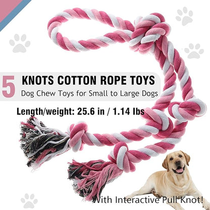 Rope Toy for Dogs，Large Dog Rope Toys for Aggressive Chewers, Heavy Duty Dog Toys for Large Medium Breed, Indestructible Tough Chew Toys Tug of War Dog Toy Cotton Rope for Teeth Cleaning