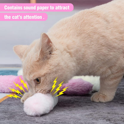 MEWTOGO 6Pcs Cat Kicker Toys with Sound Paper- Kitty Kick Sticks Soft Plush Cat Chew Toy to Squeak- Durable Kick Toy for Indoor Cats Gift Playing(11.8" x 1.6")