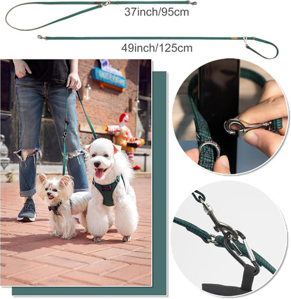 Puppytie No Pull Dog Harness with Multifunction Dog Leash,Soft Adjustable No Choke Escape Proof Pet Harness Vest for Medium Dogs,Knitted Green,M