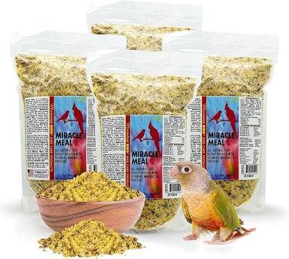 Morning Bird Miracle Meal 6 lbs. (4 Pack 1.5 Each) – Soft Food for Birds with Vitamins & Supplements – Packed with Protein, Minerals & Amino Energy – Promotes Strong Feathers & Overall Wellness