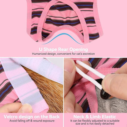 3 PCS Cat Recovery Suit for Spay Abdominal Wounds Female, Cat Onesie for Cats After Surgery, Pet Surgery Recovery Suit Kitten Onesie for Cats Anti Licking