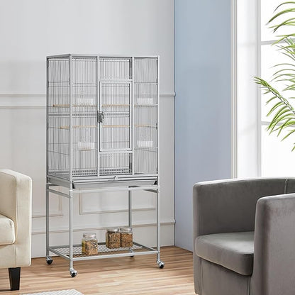 Yaheetech Metal Large Bird Cage Parrot Parakeet Cage w/Stand for Small Parrot Cockatiel Sun Parakeet Lovebird Budgie Finch Canary Green Cheek Conure, 54inch