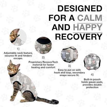 Bellyguard Cat Recovery Suit Female and Male, Comfy Onesie After Surgery, Kitten Clothes for Post-Op Care, Neuter and Spay Healing Outfits for Cats Only – Comfortable Kitten and Adult Cone Alternative