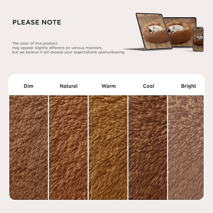 Bedsure Calming Dog Bed for Large Dogs - Donut Washable Large Pet Bed, 36 inches Anti-Slip Round Fluffy Plush Faux Fur Dog Bed, Fits up to 80 lbs Pets, Copper