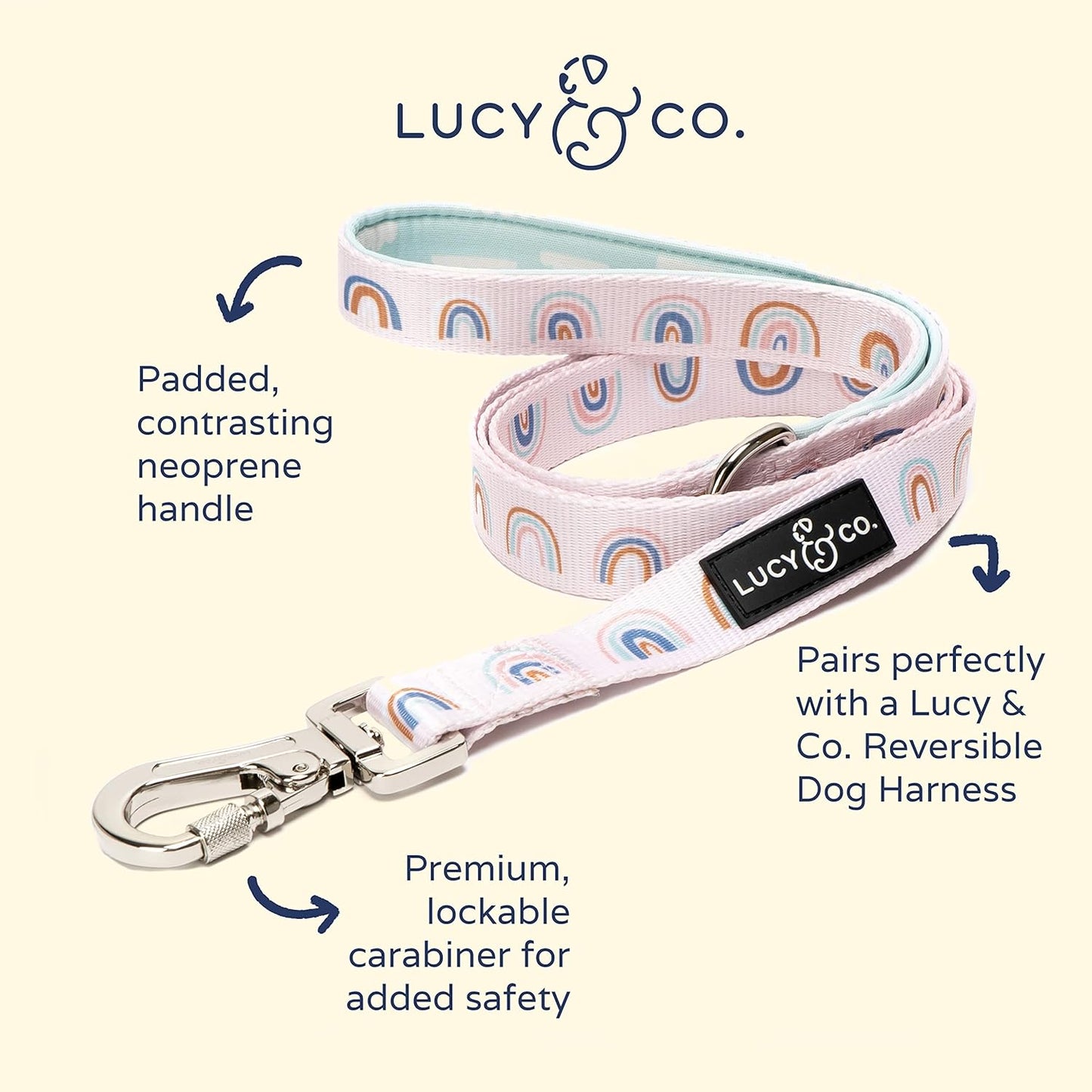 Lucy & Co. 5 Foot Designer Dog Leash - Best for Big, Small, or Medium Dogs - Puppy Leash - Cloud Pattern