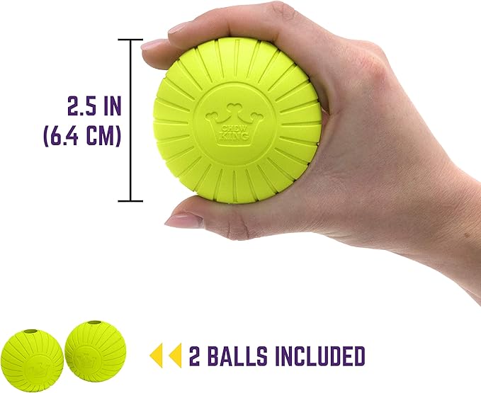 Chew King Supreme Rubber Fetch Balls - Extremely Durable Natural Rubber Toy, 2.5 inch, Yellow (CM-10066-CS01), 2.5" (Medium)