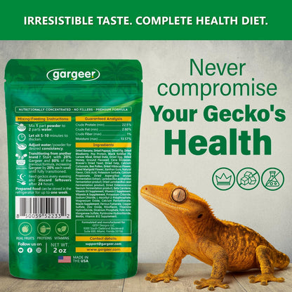 'Picky Geck' Rainforest Mist - Premium Crested Gecko Food | Immune & Digestion Support with Banana, Papaya, Fig & Blueberry | No Fillers - Only Premium Ingredients | 2oz | Made in USA