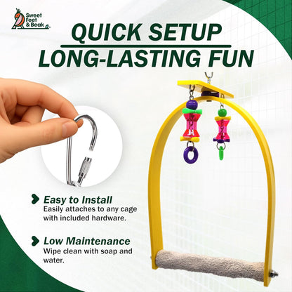 Sweet Feet and Beak Small Whirly Bird - Perfect Cage Toy Stimulates Visual and Physical Activity - Safe, Non-Toxic, Cage Accessories for Small Birds