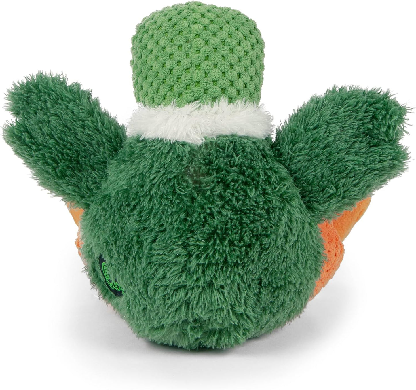 goDog Checkers Sitting Duck Squeaky Plush Dog Toy, Chew Guard Technology - Green, Small