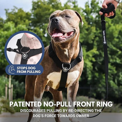 Spark Paws No Pull Dog Harness for Large Dogs, Heavy Duty Dog Harness for Big Strong Breeds, Adjustable, Y Shaped Padded Halter Design with Front Clip - Black - S