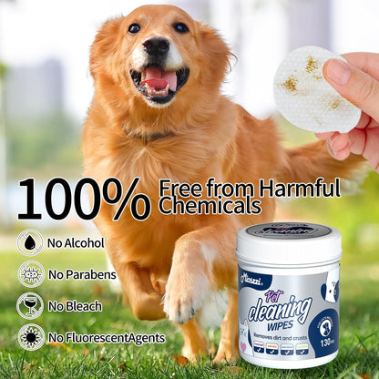 MIOSSZI 130 PCS Pet Eye Wipes for Dogs & Cats Tear Stain Remover Wipes for Dog Eyes Wipes Gently Remove Tear Stain, Debris, Discharge Hypoallergenic Cat Eye Wipes Pet Cleaning for Eyes Grooming Wipes