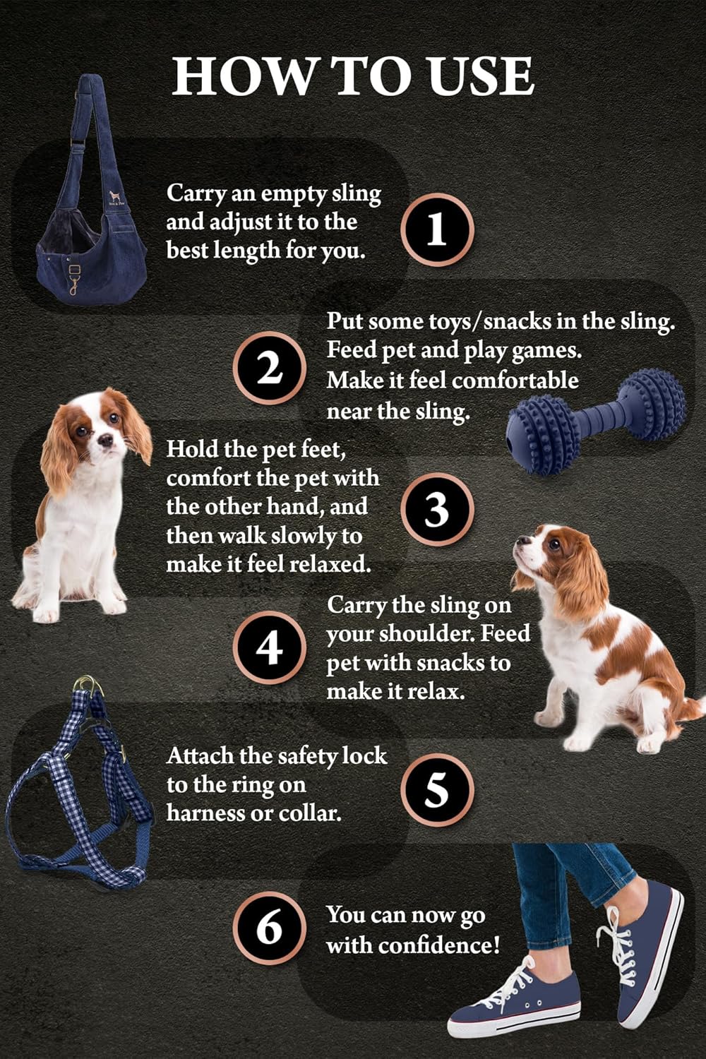 Noah & Paw Dog Sling Carrier for Small Dogs 3-10lb, Dog Sling for Small Dogs and Cats, Dog Carrier with Adjustable Padded Strap, Premium Denim, Lined with Fur, Double Safety Feature, Machine Washable