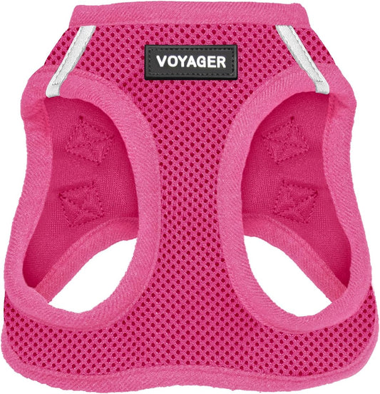 Best Pet Supplies Voyager Step-in Air Harness - All Weather Mesh, Reflective, No Pull Harness for Dogs, Cats - Secure with Hook & Loop Fastener, Buckle, Double D-Rings - Fuchsia, S