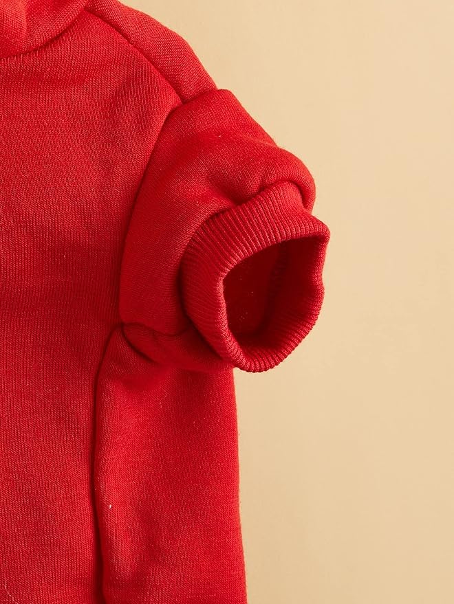 QWINEE Basic Dog Hoodie Sweatshirt Puppy Sweater Warm Cat Costumes Pet Clothes for Chihuahua Puppy Kitten Small Medium Dogs Red Medium