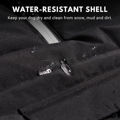 Spark Paws Dog Winter Jacket, Water-Resistant Coat, Warm Reflective Windproof Fleece-Interior, for Medium and Large Dogs - Black - S