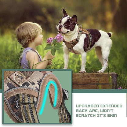 BUMBIN Tactical Dog Harness for Small Dogs No Pull, Famous TIK Tok No Pull Puppy Harness, Fit Smart Reflective Pet Walking Harness for Training, Adjustable Dog Vest Harness with Handle Desert Camo XS