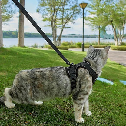 Cat Harness and Leash Set Escape Proof Tactical Large Kitten Harness Emotional Support Cat Vest, Black, L