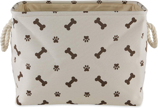 Bone Dry Pet Storage Collection Paw and Bone Print, Medium Rectangle, 16x10x12, Dark Brown