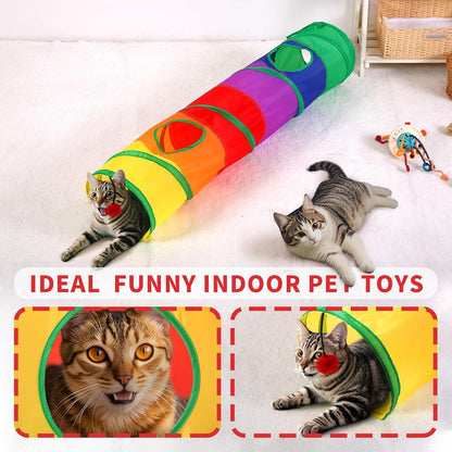 Pet Cat Tunnel, Long Straight Tunnels for Indoor Cats, Collapsible Pet Tunnel for Kitten, Puppy, Rabbit, 25cm-Wide Tunnels, Durable & Breathable, with Peek Hole Toy Ball