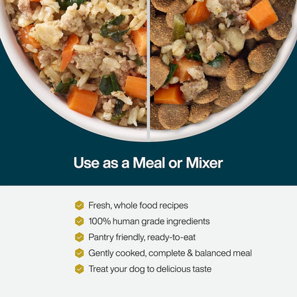 JustFoodForDogs JustFresh Wet Dog Food, Fresh Pet Meals and Toppers with No Preservatives, Resealable Package, Human Grade, Home-Cooked Beef, 12 oz - 7 Pack