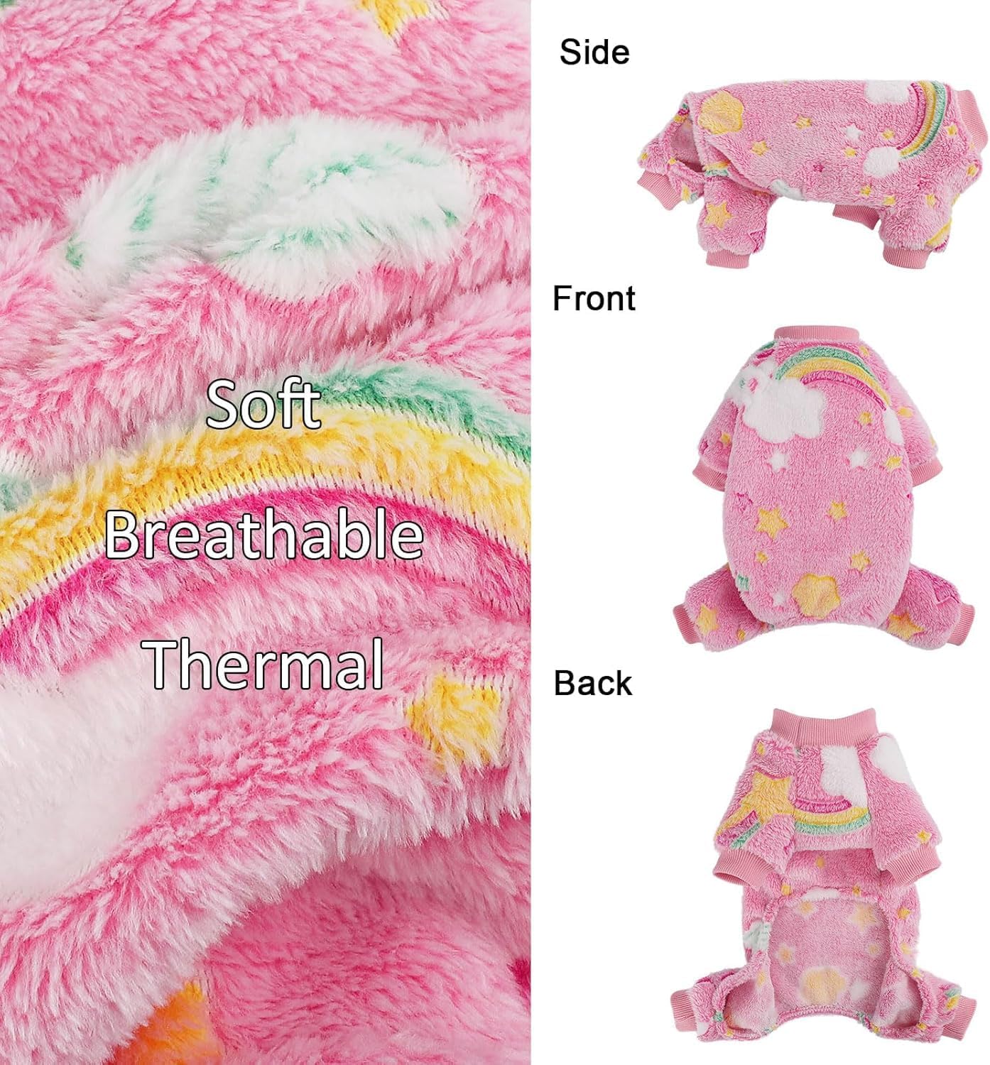 Fleece Dog Pjs - Cute Extra Small Puppy Clothes, Soft & Stretchy Dog Onesies for Chihuahua Yorkie Cat, XS