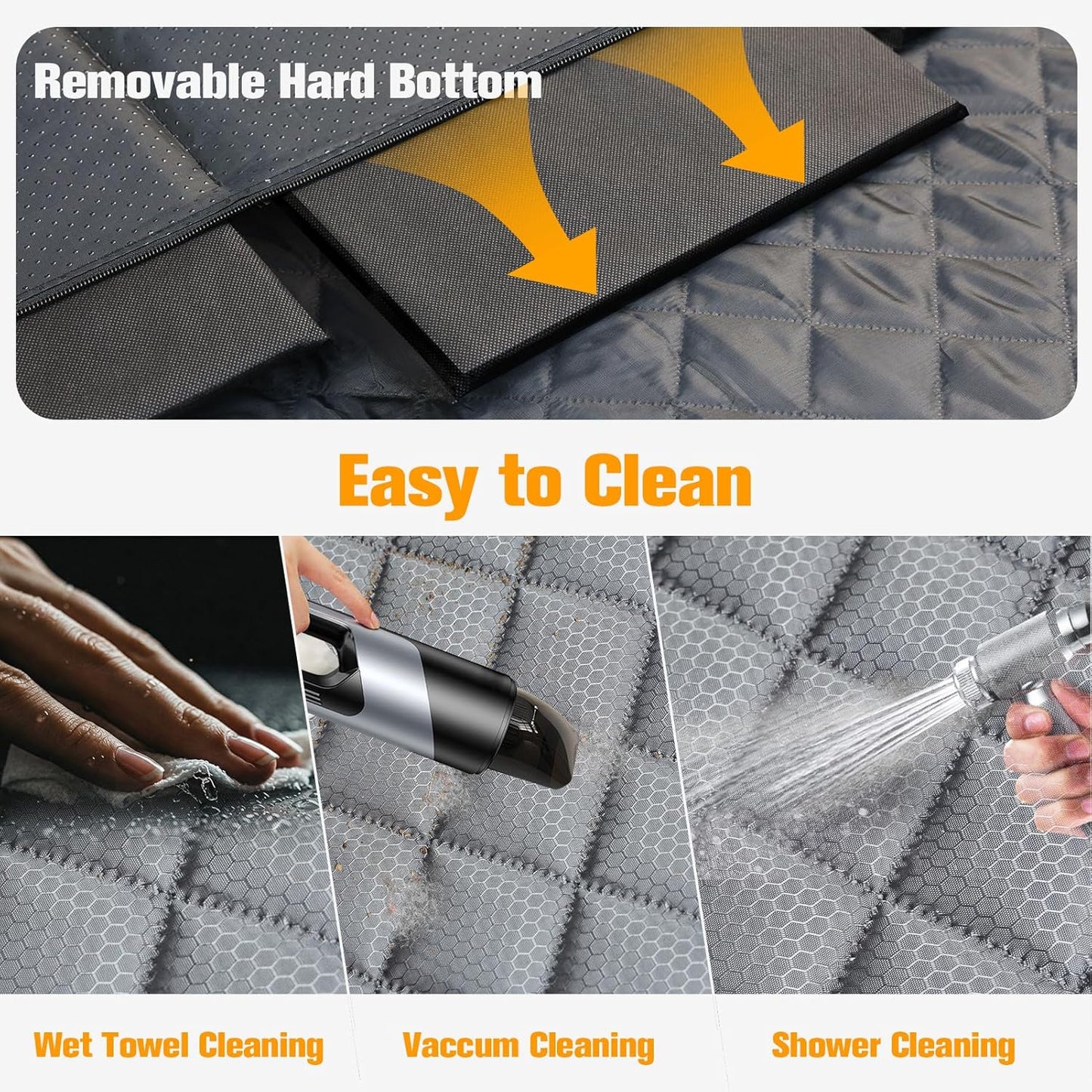 PETICON Large Dog Car Seat, Back Seat Extender for Dogs with 3 Mesh Windows, Waterproof Medium Carseat for Dogs with Hard Bottom, Pet Seat Cover for Cars, Trucks and SUVs (Gray)