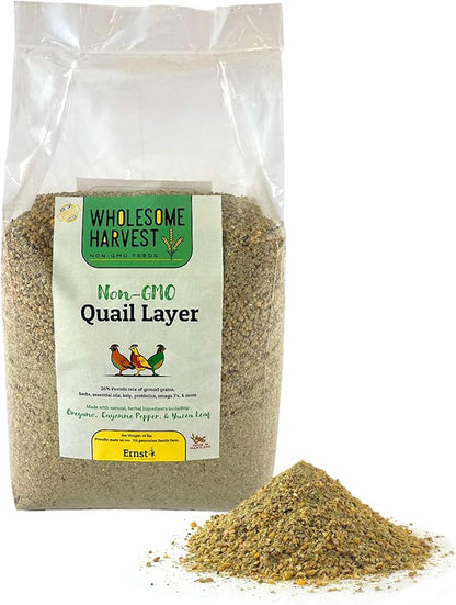 Non-GMO Quail Layer Feed 26% - Premium 10 lb Food for Laying Birds, Button Food