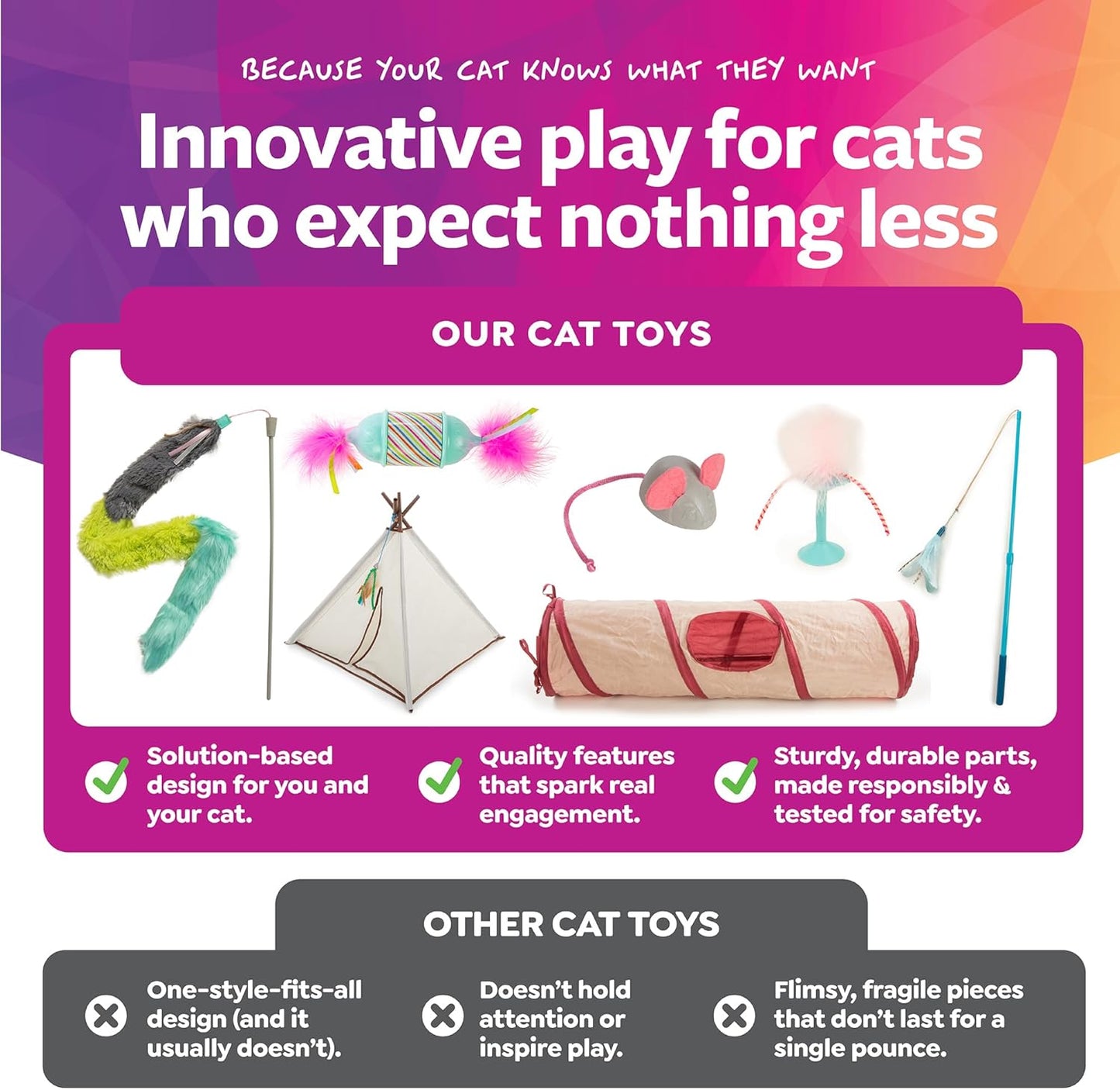 SmartyKat Crazy Catch 3 Part Breakaway Plush Catnip Wand Cat Toy, Extendable for Capturing Prey & Solo Play for Cats & Kittens