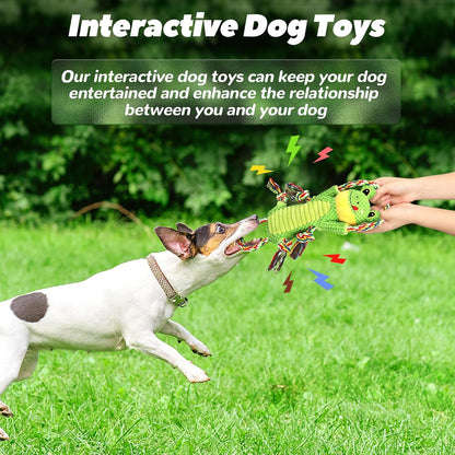 Plush Dog Toy with Crinkle Paper and Ropes - Small Interactive Puppy Toys for Medium to Large Dogs