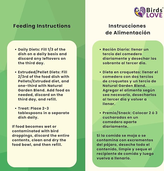 Birds LOVE All Natural Garden Blend Bird Food for Conures - Sunflower Free 4lb