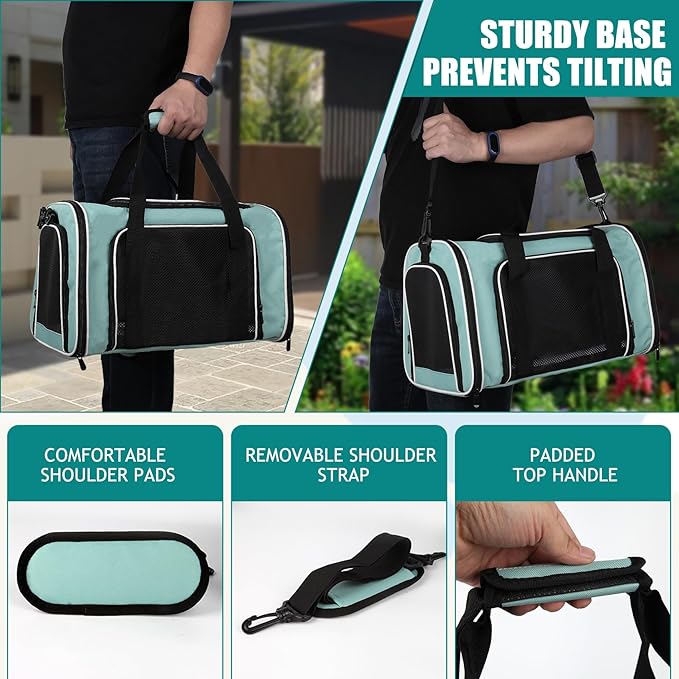 Top tasta Dog Cat Carrier Pet Carriers for Small Medium Large Cats Dogs Carrier Soft Sided Small Puppy Dog Carrier Portable Foldable Airline Approved Dog Cat Travel Carrier Green Large