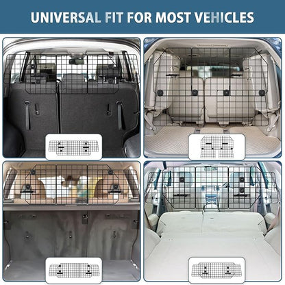 FEED GARDEN Adjustable Dog Car Barrier for SUVs,Vehicles, Trucks, Upgraded Universal-Fit Pet Divider Gate Large Pet Barrier for Cargo Area 36.6" to 60.6" Width Black