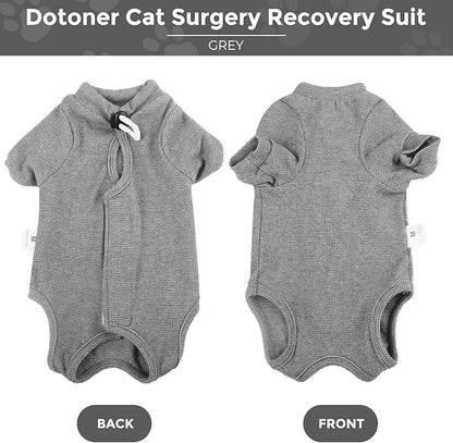 Dotoner Cat Surgery Recovery Suit for Female Male Anti-Licking Pet Surgical Pajamas Long Sleeve Prevent Shedding Cat Spay Recovery Suit&E Collar Alternative Bodysuit for Cats