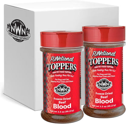 Northwest Naturals Freeze-Dried Beef Blood Functional Topper - for Dogs & Cats - Healthy, 1 Ingredient, Human Grade Ingredients, All Natural, Proudly Made in USA, 3.5 Oz (Pack of 2)