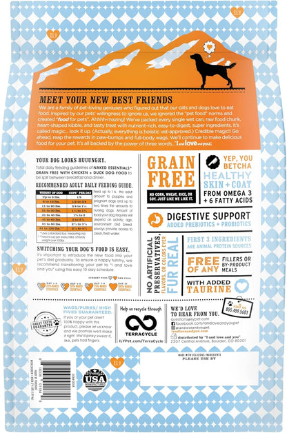 I and love and you Naked Essentials Dry Dog Food - Chicken + Duck - High Protein, Real Meat, No Fillers, Prebiotics + Probiotics, 4lb Bag