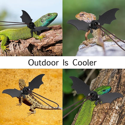 cobee Bearded Dragon Harness and Leash, 3 Pcs Adjustable Lizard Leashes, Soft Leather Reptile Lizard Leash with Cool Wings for Iguana Gecko Chameleon Amphibians Rat Small Pet Animals