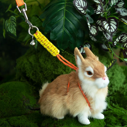 2pcs Figure 8 Harness and Leash with Reflective Strap and Bell for Ferrets, Rabbits, Bearded Dragon, Guinea Pig, Chinchilla and Hamster Small Animal Harness (Blue+Orange)