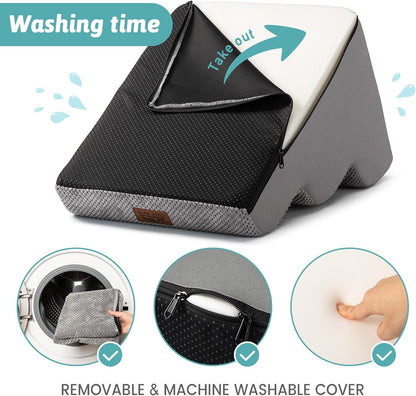 Dog Stairs for Small Dog 22.6" H, Curved Pet Step for Puppy, Older Cat, Medium Pet Ramp for High Bed, Ladder with High Density Foam, Durable, 5 Step, 15.7x33x22.6 inch, Grey