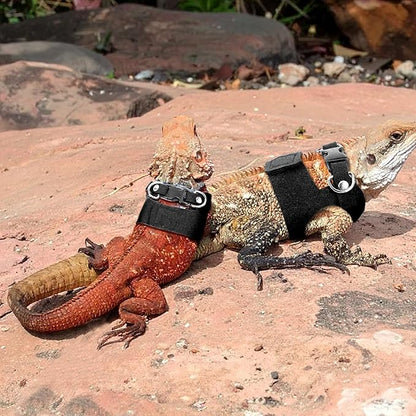 3 Pcs Escape Proof Bearded Dragon Harnesses and Leash Set, 3 Sizes Adjustable Soft Leather Lizard Leash Harness Small Animal Walking Vest for Squirrel Rat Bearded Dragon Lizard Small Reptiles