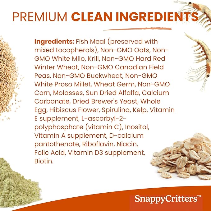 Hermit Crab Food - Premium Complete Diet. Non-GMO Organic. US FDA Facility. Supports Molting, Shell Health, Digestive System and Over-All Immune System - 2.5 oz