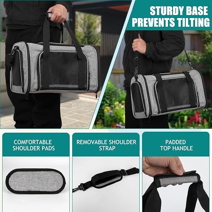 Top tasta Dog Cat Carrier Pet Carriers for Small Medium Large Cats Dogs Carrier Soft Sided Small Puppy Dog Carrier Portable Foldable Airline Approved Dog Cat Travel Carrier Grey Black M