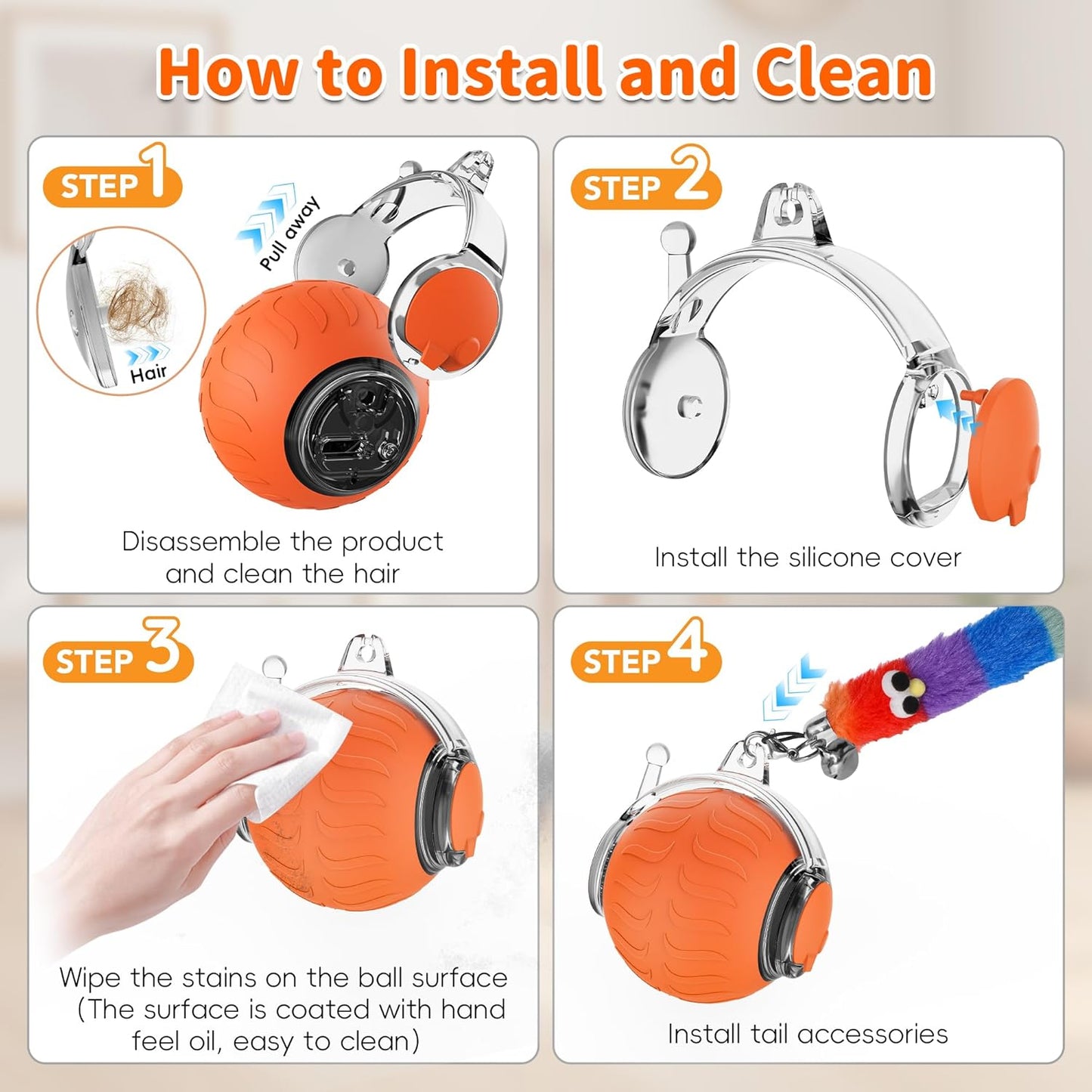 UPSKY Interactive Cat Toy Ball for Indoor Cats, Automatic Moving Electric Rolling Cat Ball Toy, 3-Speed Modes Smart Kitten Toys with Sounds, USB Rechargeable & Sturdy for Bored Kittens/Adult Cats