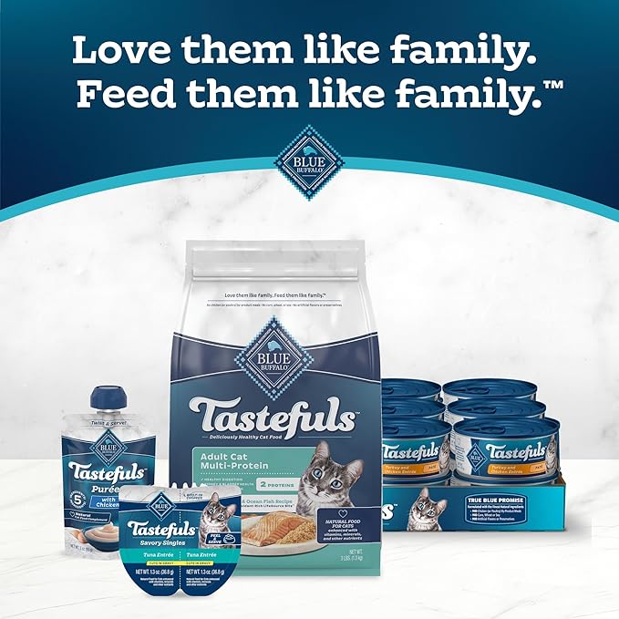 Blue Buffalo Tastefuls Adult Cat Dry Food, Multi-Protein Salmon & Ocean Fish Recipe, 3-lb. Bag