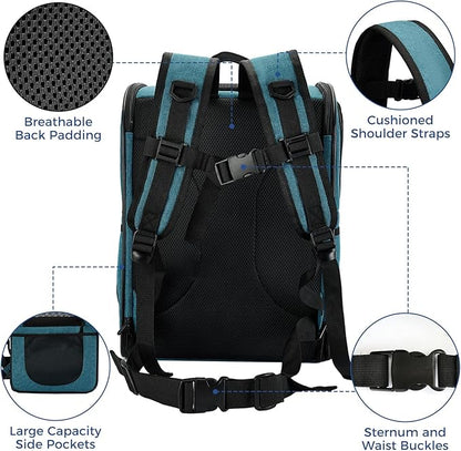 Apollo Walker Dog & Cat Carrier Backpack for 4-18lb Pets - Ventilated Safe Design with Padded Back Support, Breathable Mesh Pet Backpack for Hiking, Travel, Outdoor (Teal)