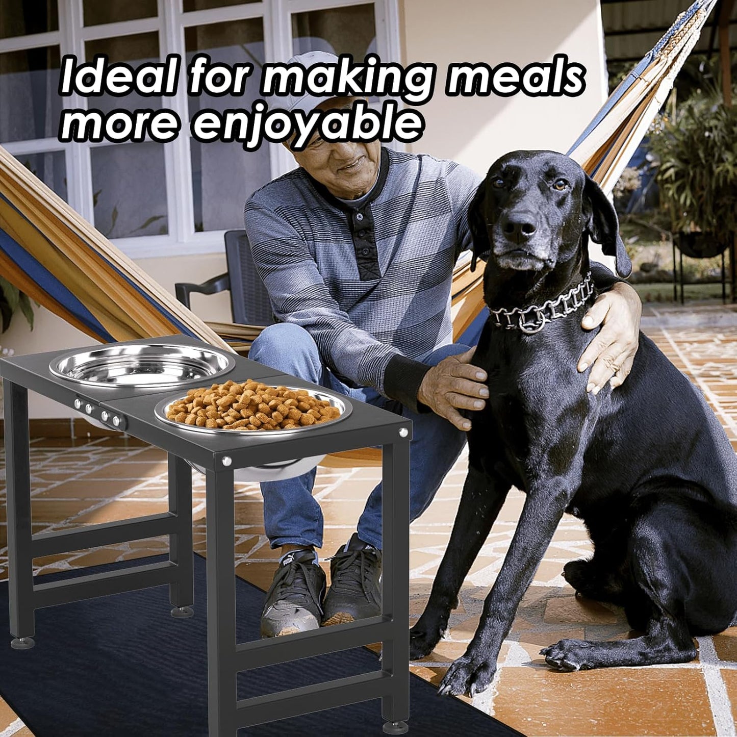 Metal Elevated Dog Bowls for Large Extral Large Breed Raised Dog Bowl Stand with Sprill Proof Mat and 3000ML Pet Bowls, 17" Tall Food & Water Feeder for Extra Large Breed